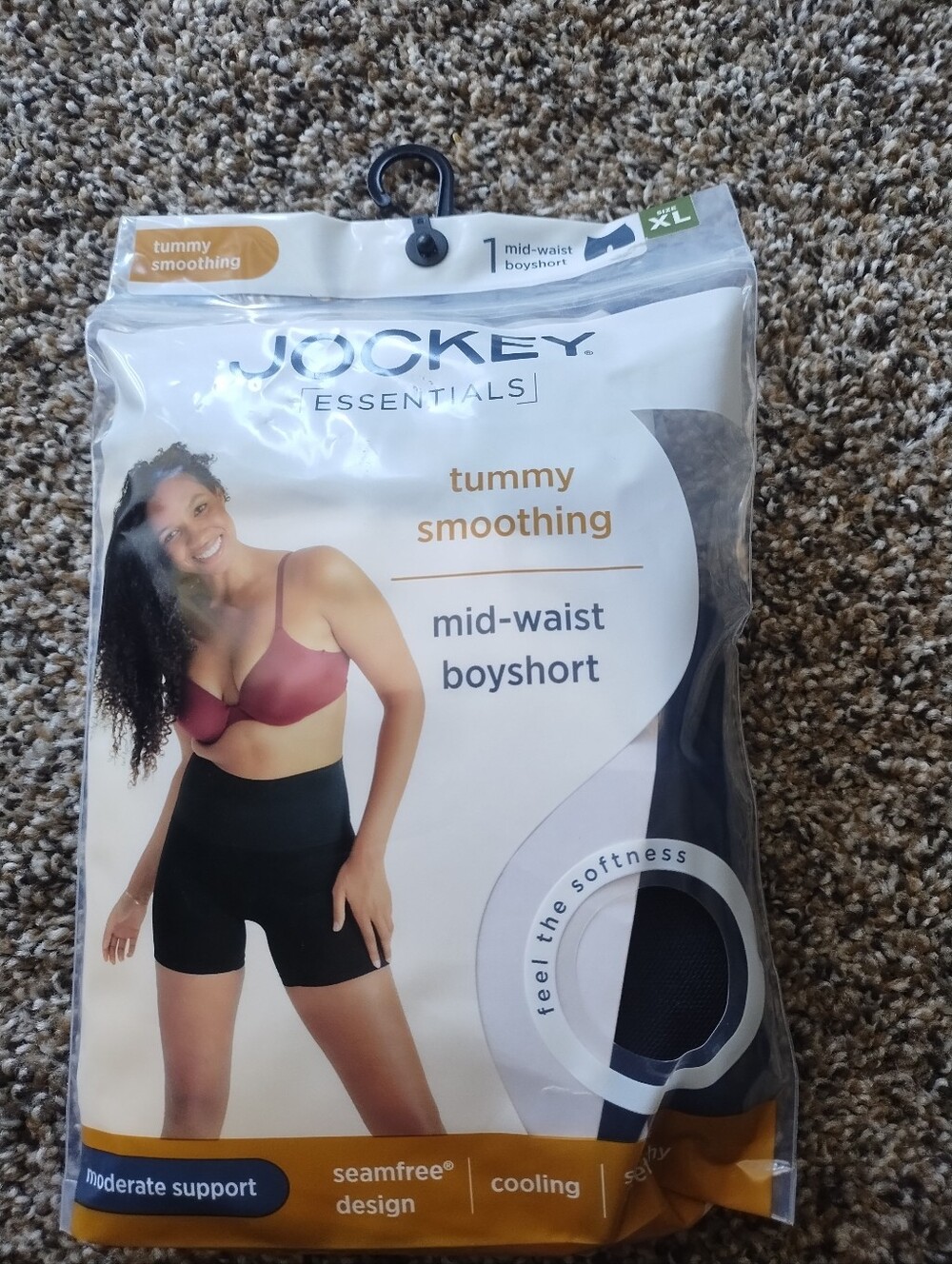 Jockey Essentials Mid-Waist Tummy Smoothing Boyshort - Black